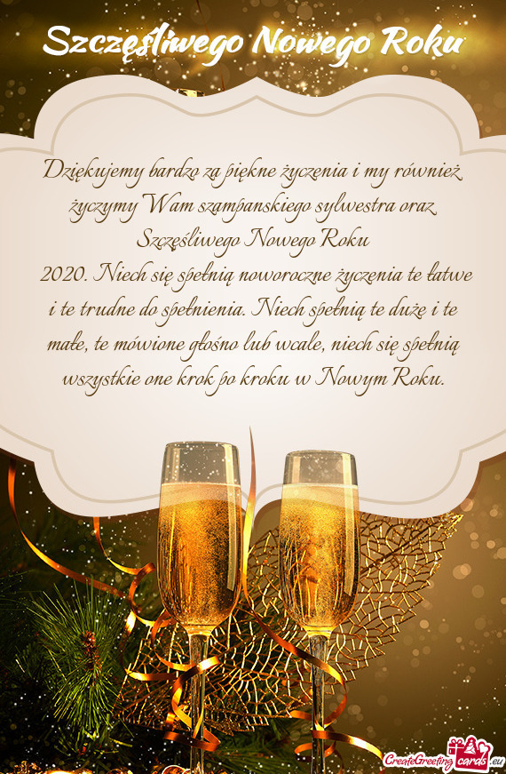 2020. Niech się spełnią noworoczne życzenia te łatwe i te trudne do spełnienia. Niech spełni