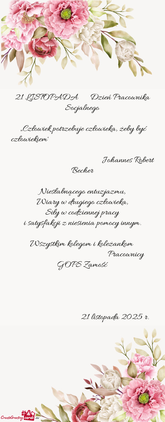 21 LISTOPADA  Dzień Pracownika Socjalnego