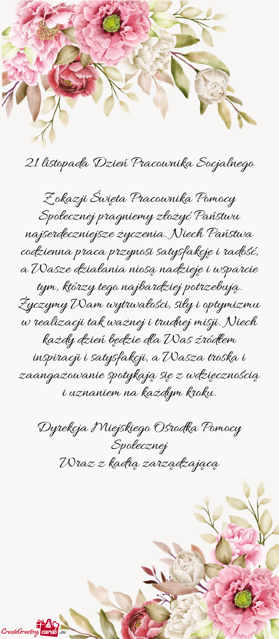 21 listopada Dzień Pracownika Socjalnego
