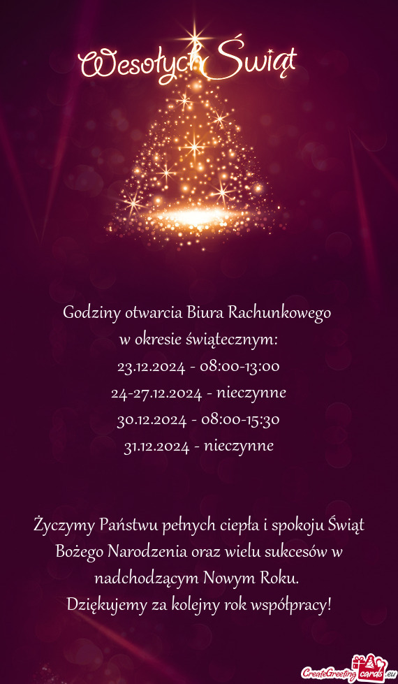 24-27.12.2024 - nieczynne