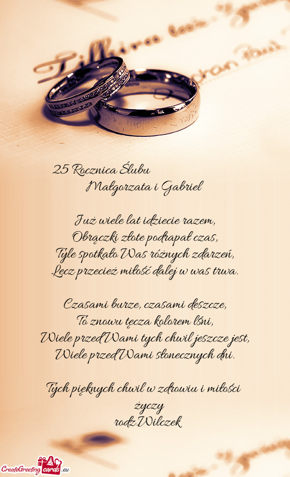 25 Rocznica Ślubu        Małgorzata i Gabriel