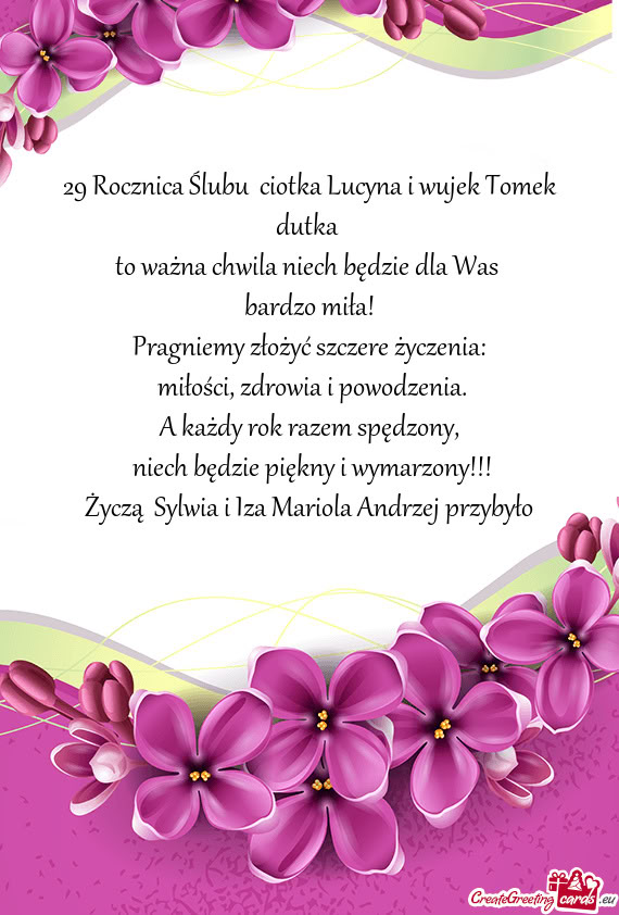 29 Rocznica Ślubu ciotka Lucyna i wujek Tomek dutka