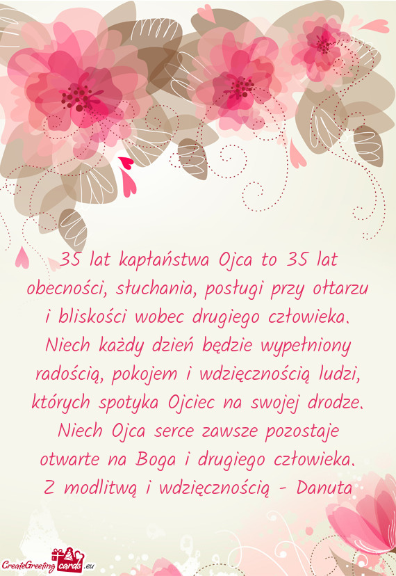35 lat kapłaństwa Ojca to 35 lat obecności, słuchania, posługi przy ołtarzu i bliskości wobec