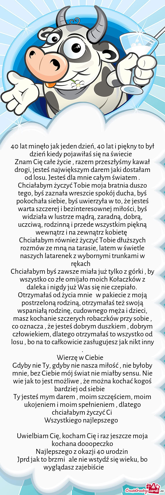 40 lat minęło jak jeden dzień, 40 lat i piękny to był dzień kiedy pojawiłaś się na świecie