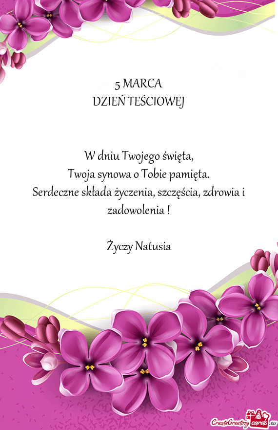 5 MARCA DZIEŃ TEŚCIOWEJ  W dniu Twojego święta