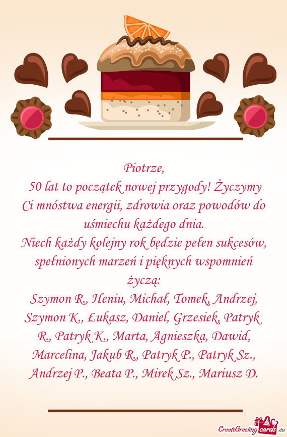 50 lat to początek nowej przygody! Życzymy Ci mnóstwa energii, zdrowia oraz powodów do uśmiech