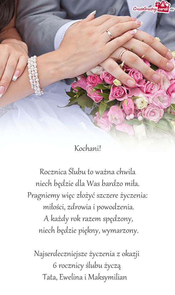 6 rocznicy ślubu życzą