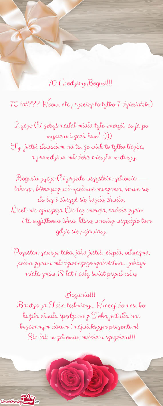 70 Urodziny Bogusi