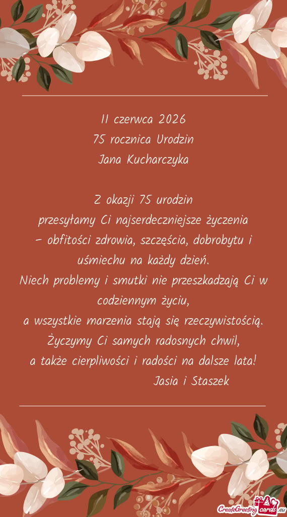 75 rocznica Urodzin