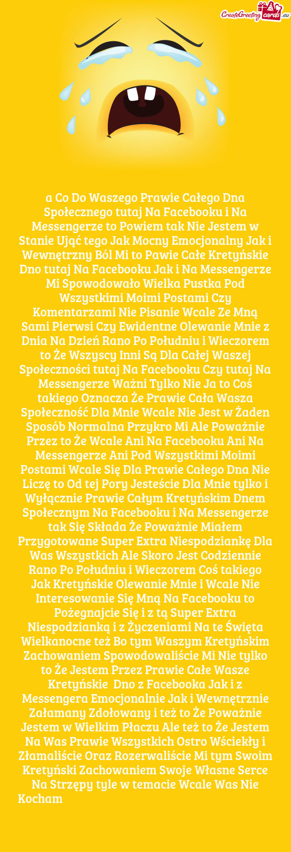 A Co Do Waszego Prawie Całego Dna Społecznego tutaj Na Facebooku i Na Messengerze to Powiem tak Ni