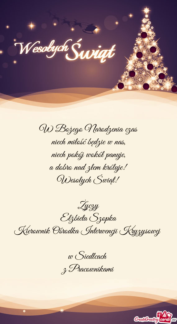 A dobro nad złem króluje! Wesołych Świąt! Życzy Elżbieta Szopka Kierownik Ośrodka In