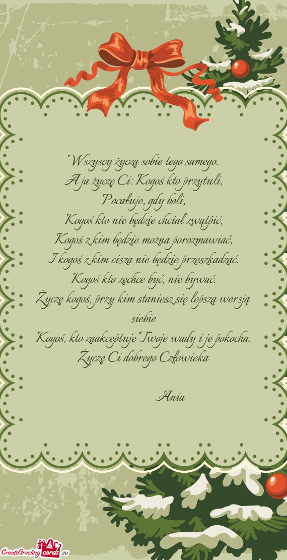 A ja życzę Ci: Kogoś kto przytuli