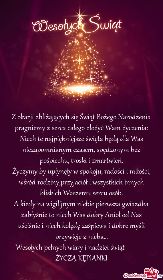 A kiedy na wigilijnym niebie pierwsza gwiazdka zabłyśnie to niech Was dobry Anioł od Nas uściśn