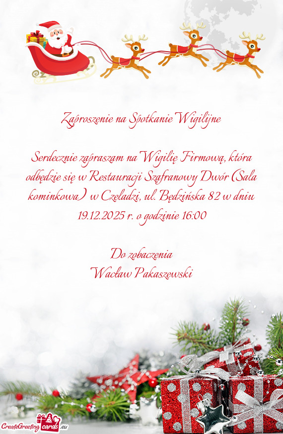 A kominkowa) w Czeladzi, ul. Będzińska 82 w dniu 19.12.2025 r. o godzinie 16:00
