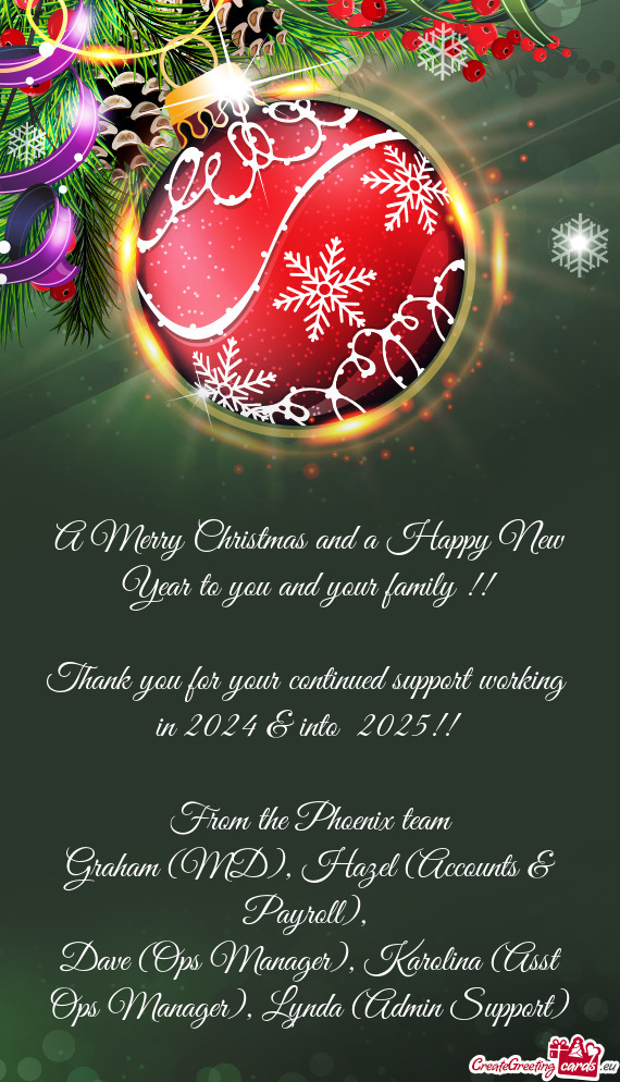 A Merry Christmas and a Happy New Year to you and your family