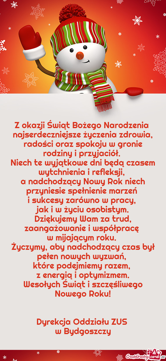 A nadchodzący Nowy Rok niech przyniesie spełnienie marzeń