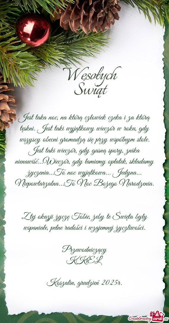 A nienawiść...Wieczór, gdy łamiemy opłatek, składamy życzenia...To noc wyjątkowa... Jedyna