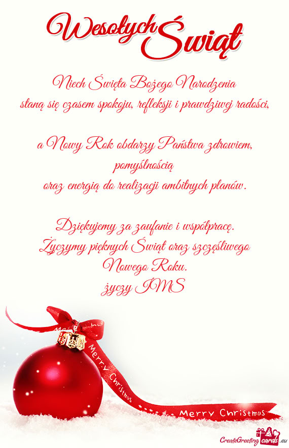 A Nowy Rok obdarzy Państwa zdrowiem, pomyślnością