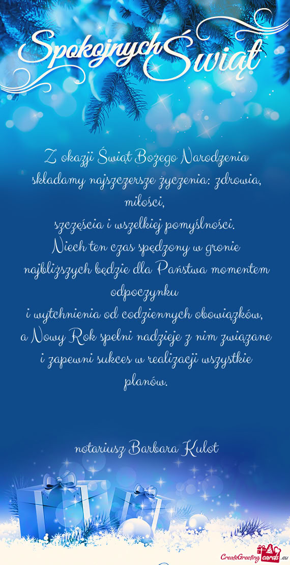 A Nowy Rok spełni nadzieje z nim związane i zapewni sukces w realizacji wszystkie planów