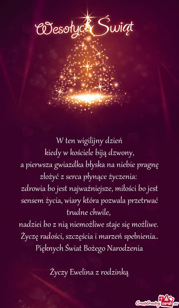 A pierwsza gwiazdka błyska na niebie pragnę złożyć z serca płynące życzenia