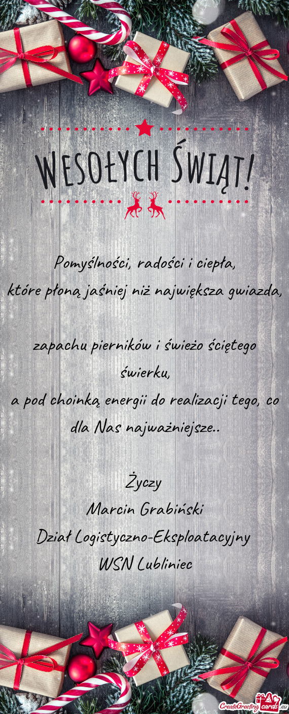 A pod choinką energii do realizacji tego, co dla Nas najważniejsze