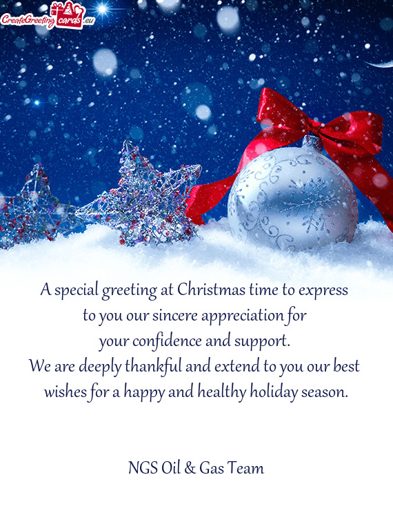 A special greeting at Christmas time to express