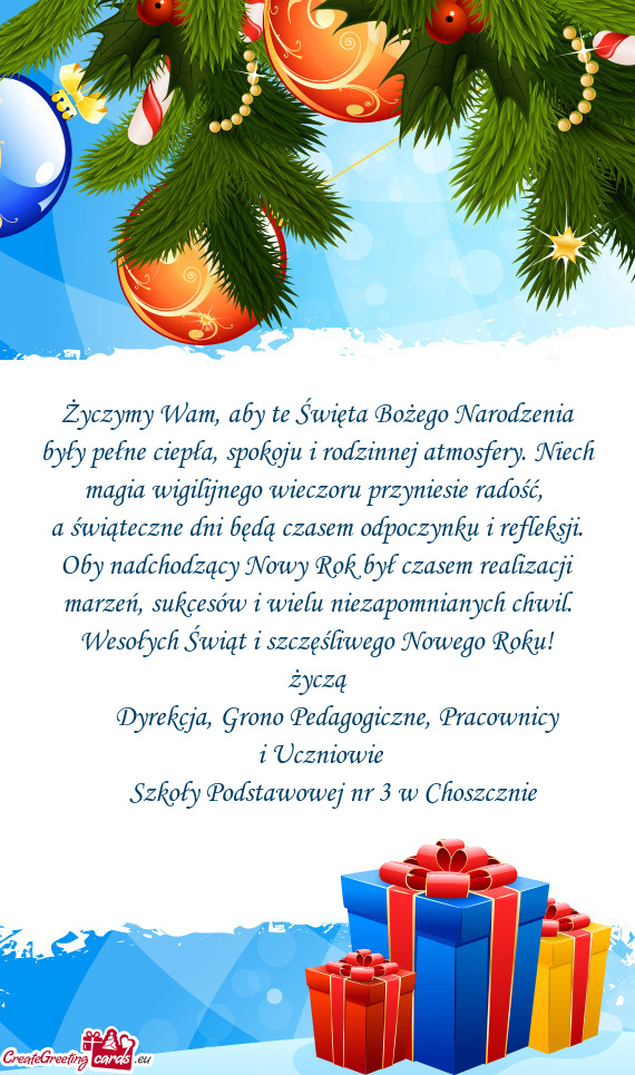 A świąteczne dni będą czasem odpoczynku i refleksji. Oby nadchodzący Nowy Rok był czasem reali