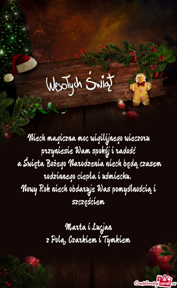 A Święta Bożego Narodzenia niech będą czasem rodzinnego ciepła i uśmiechu
