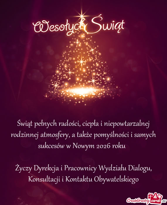 A także pomyślności i samych sukcesów w Nowym 2026 roku  Dyrekcja i Pracownicy Wydzi