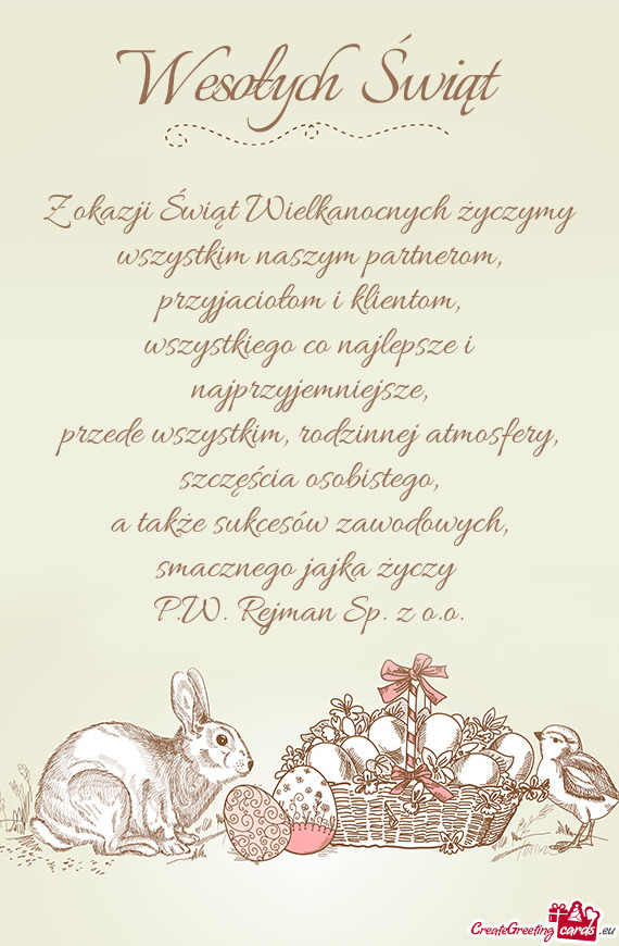 A także sukcesów zawodowych, smacznego jajka