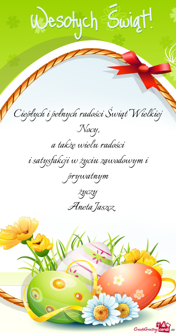 A także wielu radości i satysfakcji w życiu zawodowym i prywatnym życzy  Aneta Jaszcz