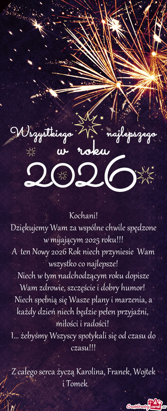 A ten Nowy 2026 Rok niech przyniesie Wam wszystko co najlepsze
