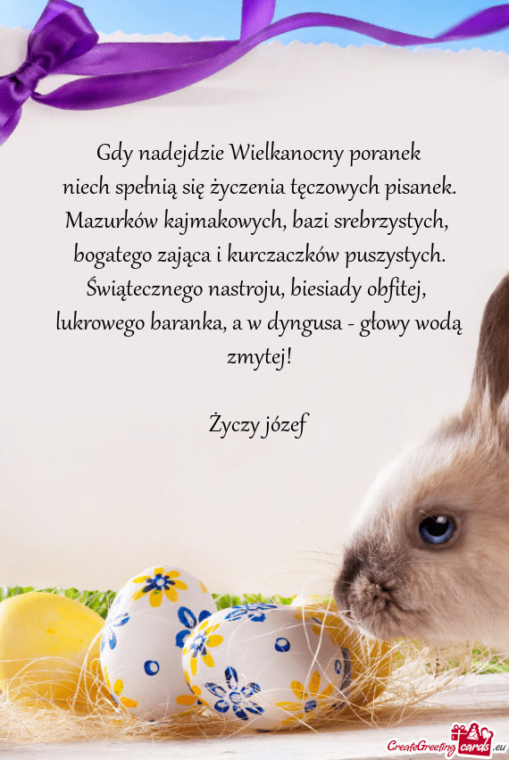 A w dyngusa - głowy wodą zmytej! józef