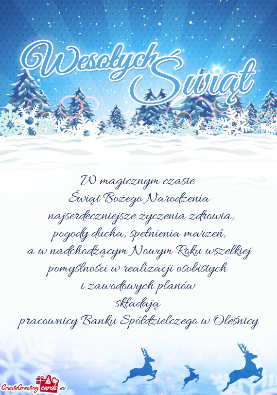 A w nadchodzącym Nowym Roku wszelkiej pomyślności w realizacji osobistych