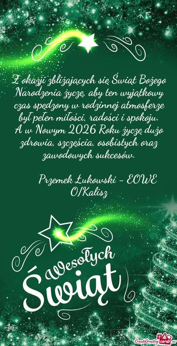 A w Nowym 2026 Roku życzę dużo zdrowia, szczęścia, osobistych oraz zawodowych sukcesów