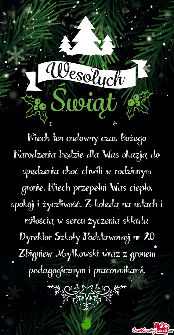 Ą w sercu życzenia składa Dyrektor Szkoły Podstawowej nr 20 Zbigniew Mytkowski wraz z gronem ped