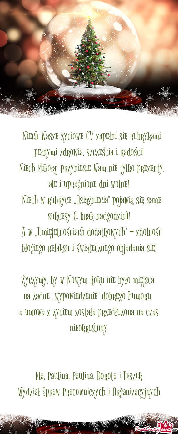 🎁 A w „Umiejętnościach dodatkowych"” – zdolność błogiego relaksu i świątecznego obja