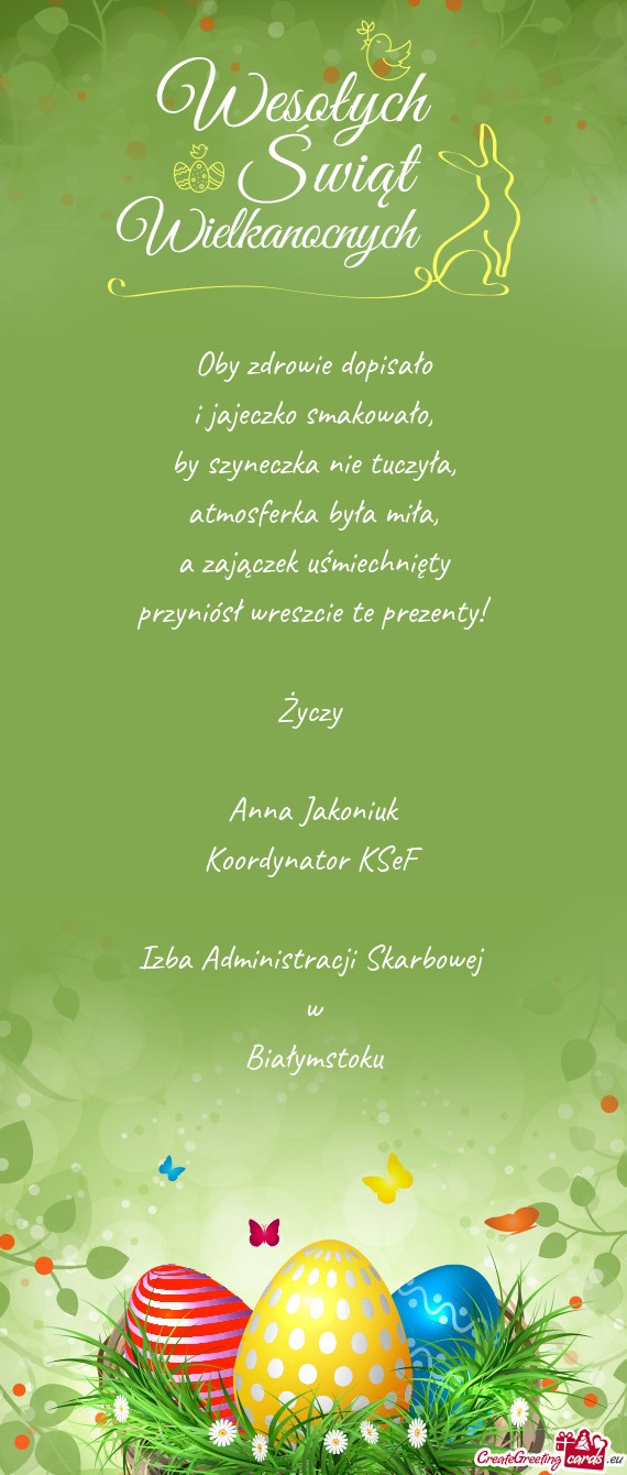 A zajączek uśmiechnięty przyniósł wreszcie te prezenty!  Anna Jakoniuk Koordyn