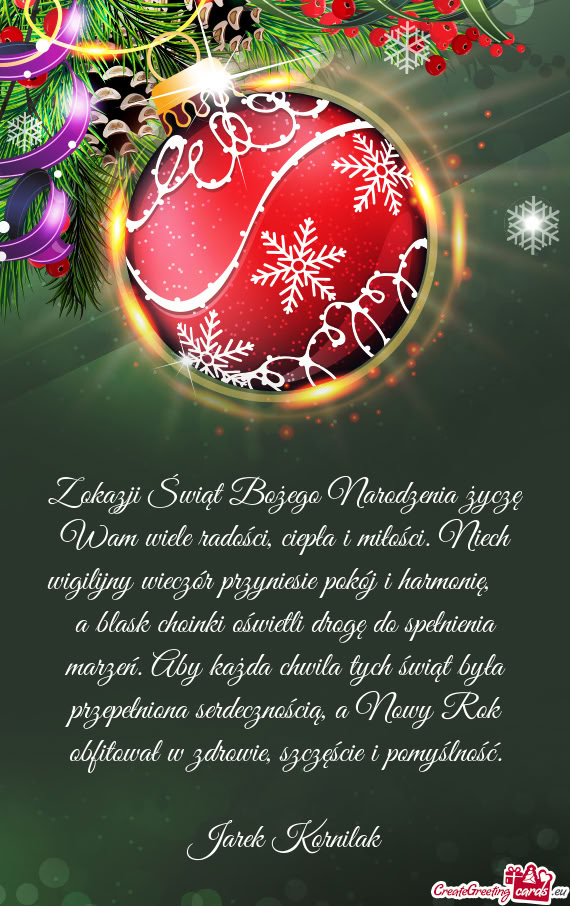 Aby każda chwila tych świąt była przepełniona serdecznością, a Nowy Rok obfitował w zdrowi
