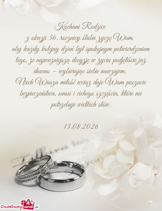Aby każdy kolejny dzień był spokojnym potwierdzeniem tego, że najważniejszą decyzję w życiu