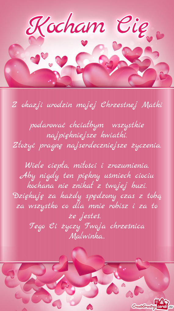 Aby nigdy ten piękny uśmiech ciociu kochana nie znikał z twojej buzi. Dziękuję za każdy spędz