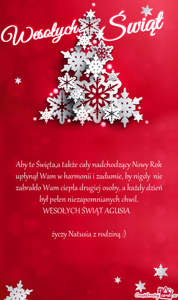 Aby te Święta,a także cały nadchodzący Nowy Rok upłynął Wam w harmonii i zadumie, by nigdy