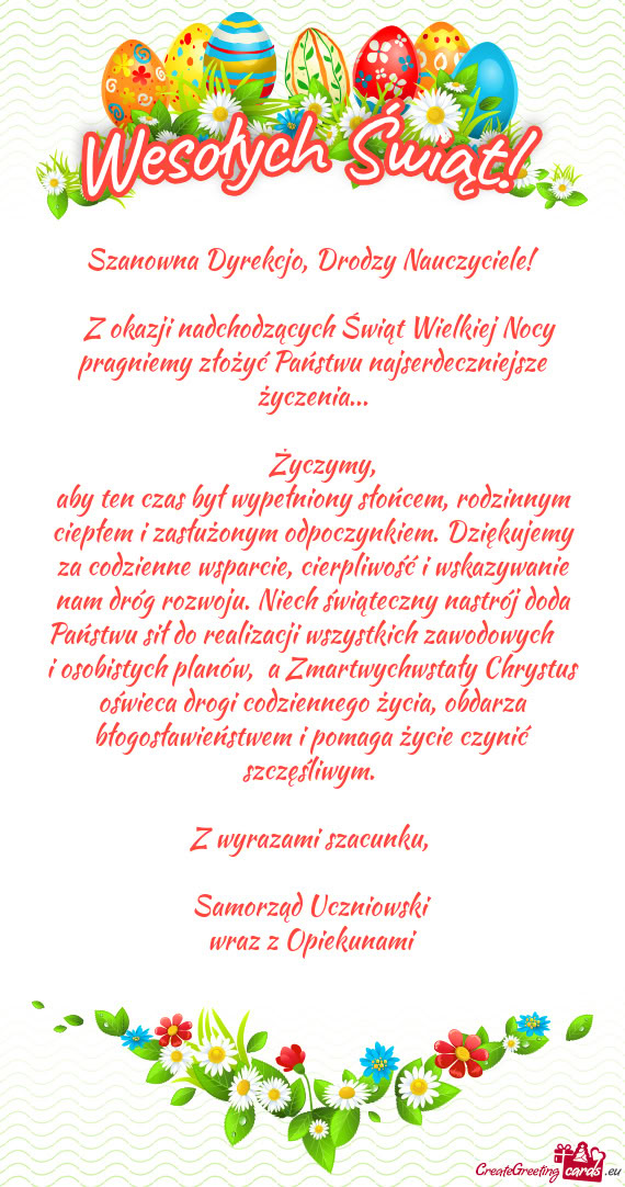 Aby ten czas był wypełniony słońcem, rodzinnym ciepłem i zasłużonym odpoczynkiem. Dziękujemy