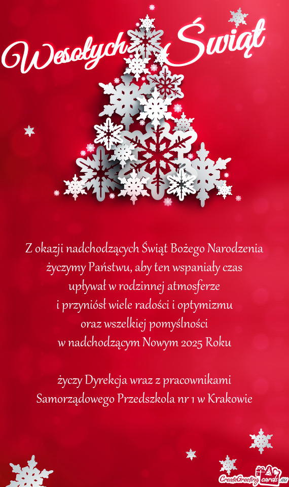 Aby ten wspaniały czas upływał w rodzinnej atmosferze i przyniósł wiele radości i optymizmu