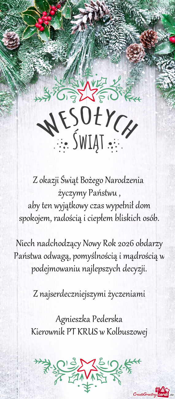 Aby ten wyjątkowy czas wypełnił dom spokojem, radością i ciepłem bliskich osób