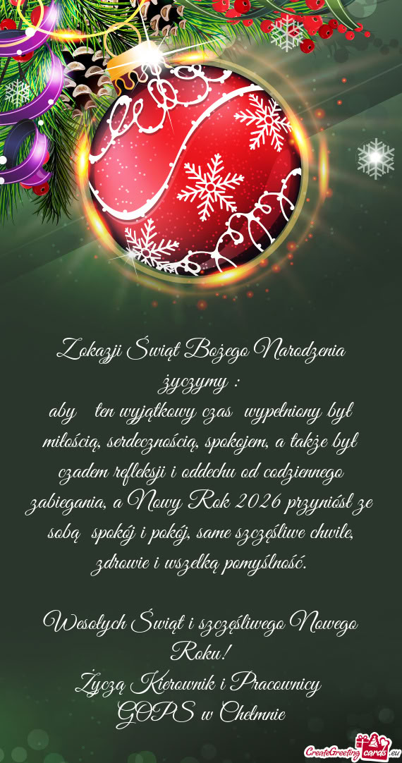 Aby ten wyjątkowy czas wypełniony był miłością, serdecznością, spokojem, a także był cz