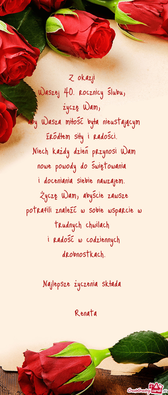 Aby Wasza miłość była nieustającym źródłem siły i radości