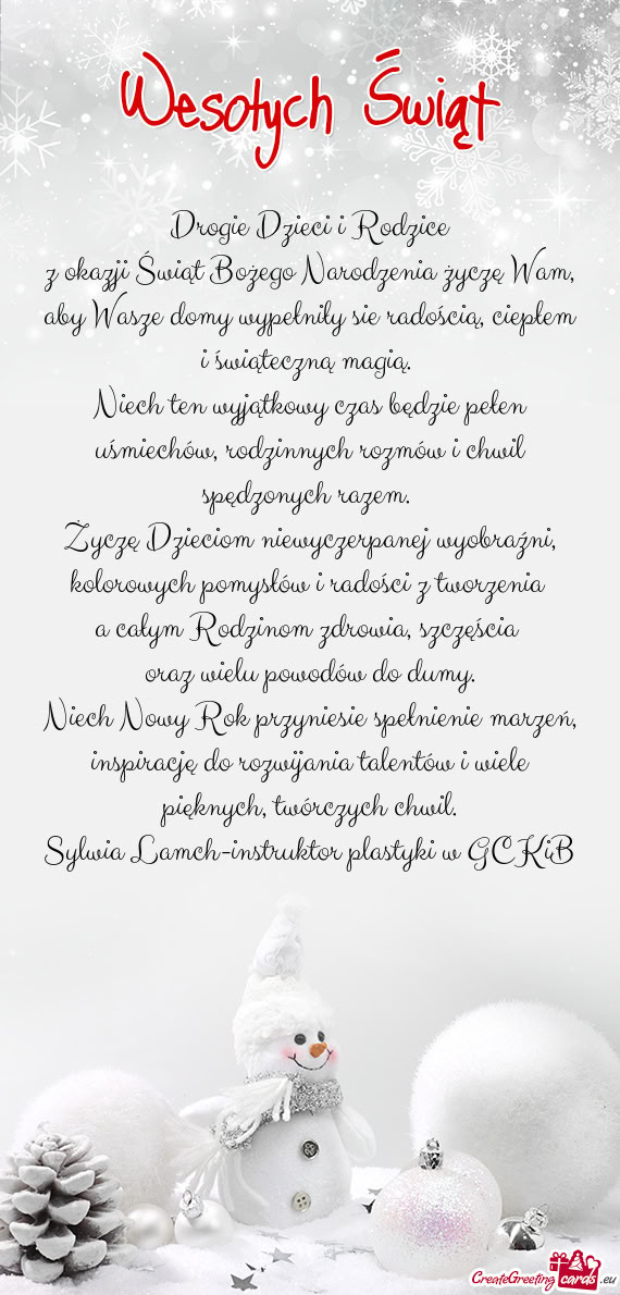 Aby Wasze domy wypełniły sie radością, ciepłem i świąteczną magią