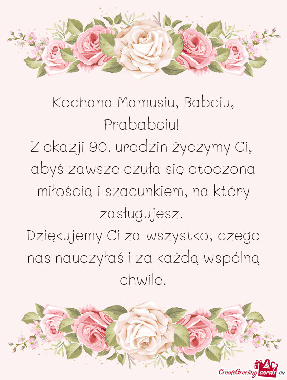 Abyś zawsze czuła się otoczona miłością i szacunkiem, na który zasługujesz