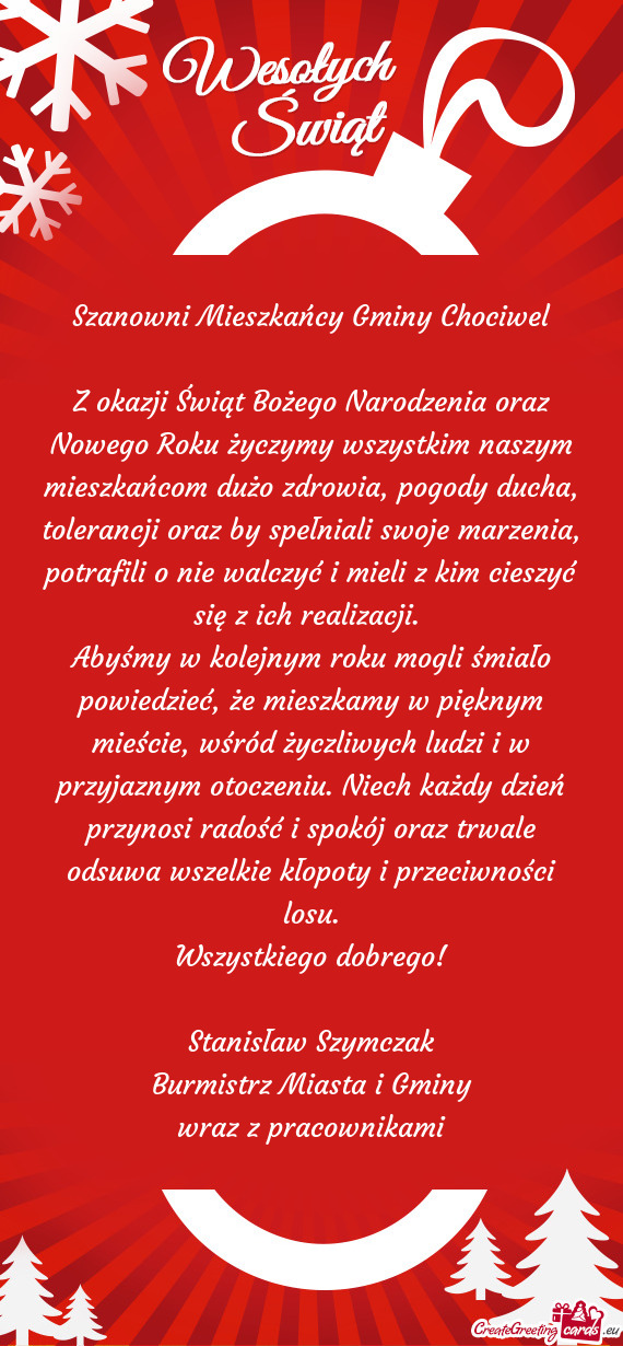 Abyśmy w kolejnym roku mogli śmiało powiedzieć, że mieszkamy w pięknym mieście, wśród życz